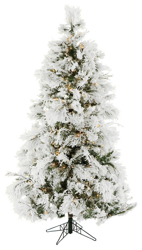 Flocked Snowy Pine Christmas Tree, 12', Smart String Lights