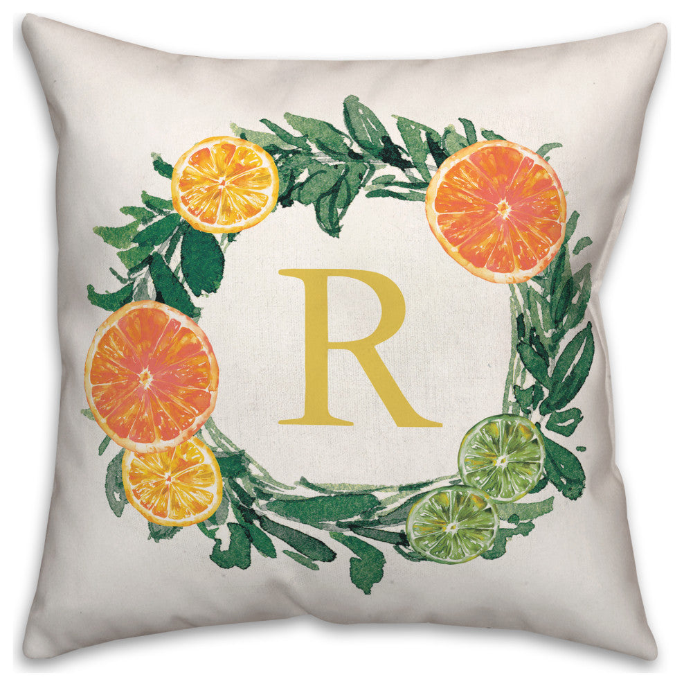 R Monogram Citrus 18x18 Indoor / Outdoor Pillow