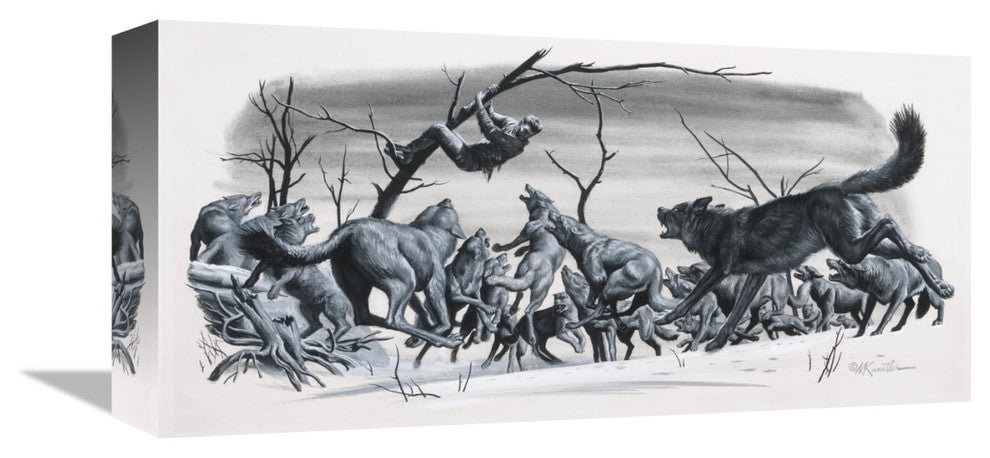 "Hanging by a Thread" Stretched Canvas Giclee by Mort Kunstler, 16x8"