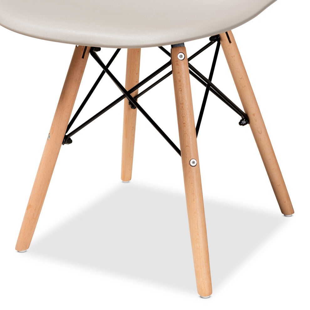 Russell Midcentury Modern 4-Piece Shell Side Chair Set Beige