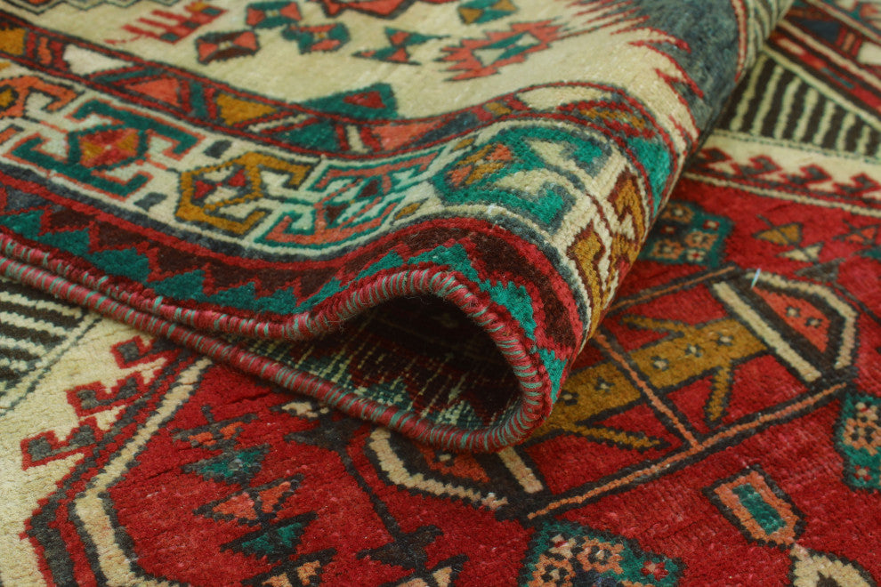 Semi-Antique Chadi Red/Beige Runner, 3'2x10'3