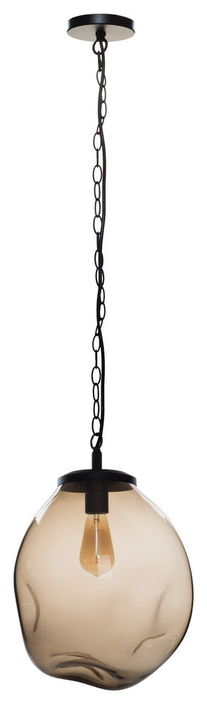 Pendant Light Handblown Glass Contemporary Hanging Light, Brown,16"