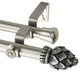Bud Double Curtain Rod, Satin Nickel, 120"-170"