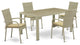 5Pc Outdoor- Natural Color Wicker Dining Set, Patio Table, 4 Armchair