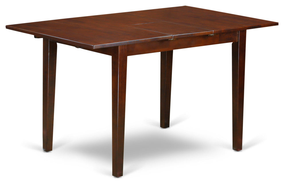 5Pc 48/60" Kitchen Table, 12 In Self Storing Butterfly Leaf, Four Wood Chairs