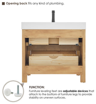 Cascadia Bathroom Vanity, Weathered Fir, 36", No Mirror