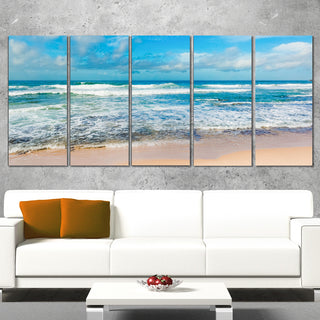 "Indian Ocean Panoramic View" Seashore Canvas Art, 5 Panels, 60"x28"