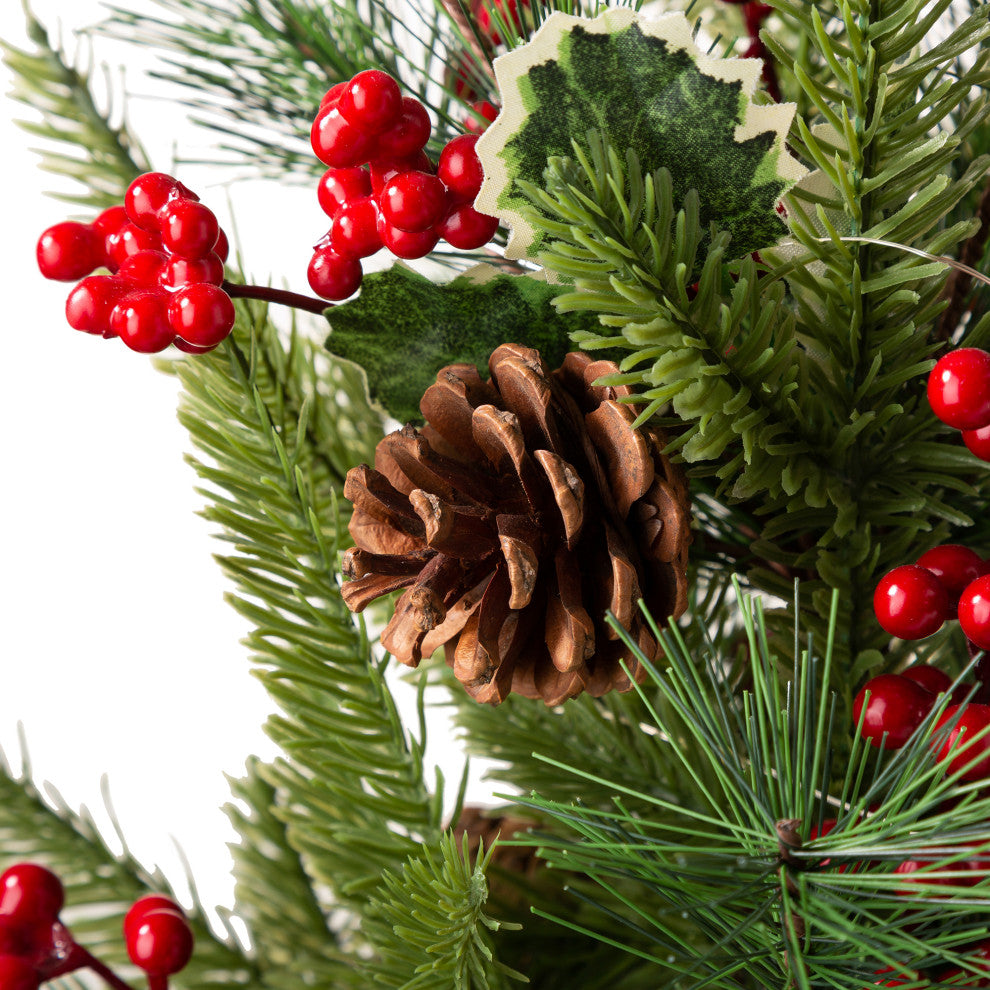 22"H Lighted Santa Belt Potted Table Tree