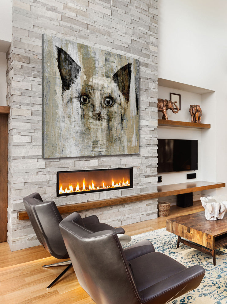 "Brown-Eyed Cat" Painting Print on Wrapped Canvas, 24"x24"