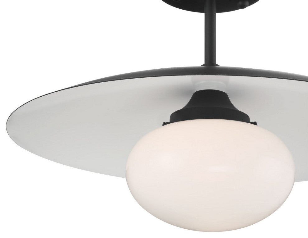 Declan Modern Disc Matte Black 16" Semi-Flush Mount Ceiling Light