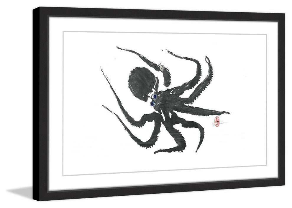 "Hunting Octopus" Framed Painting Print, 24"x16"