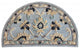 2' X 4' Blue And Beige Floral Hearth Rug