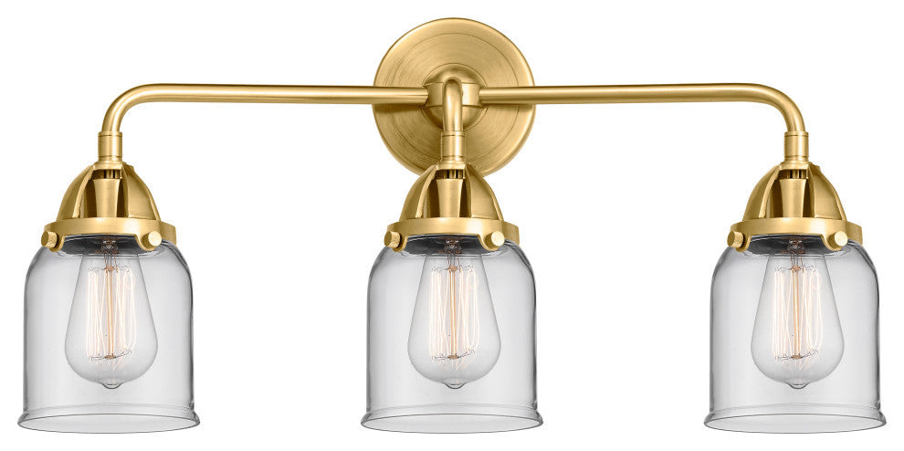 Small Bell Bath Vanity Light, Satin Gold, Clear, Clear