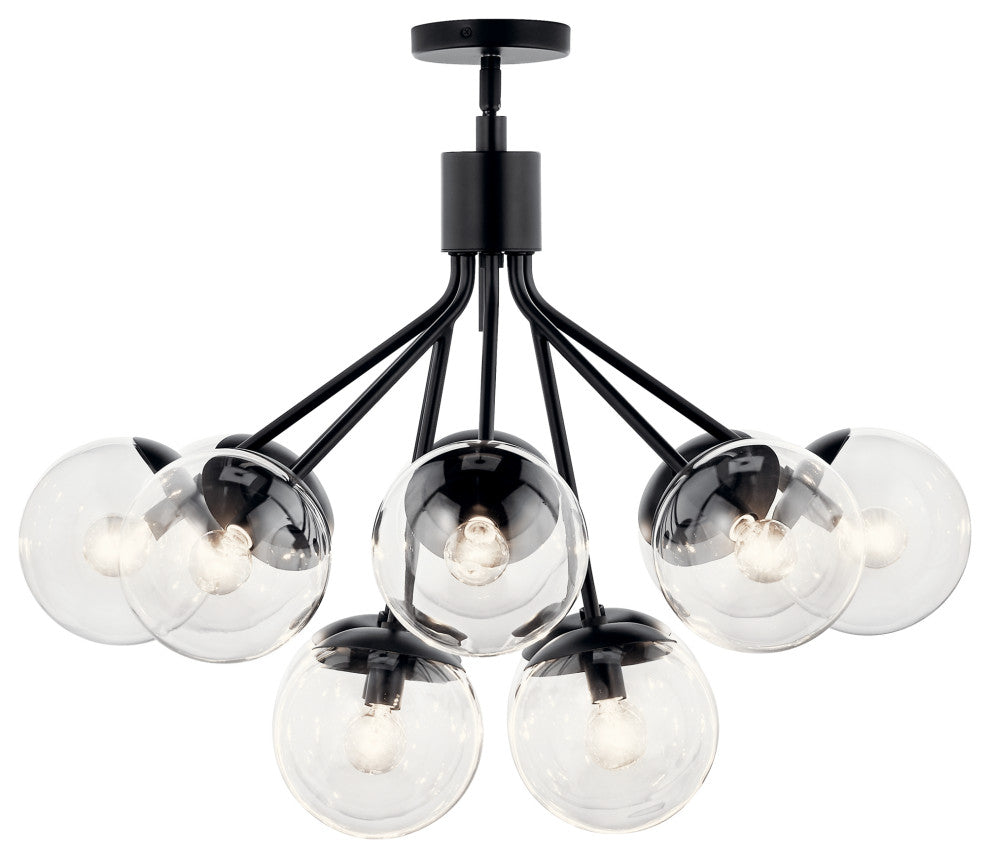 Silvarious Convertible Chandelier, Black Clear, 12 Light Clear