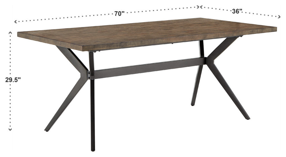 Leiana Driftwood Grey Finish and Black Metal Base 4 - Person Dining Table
