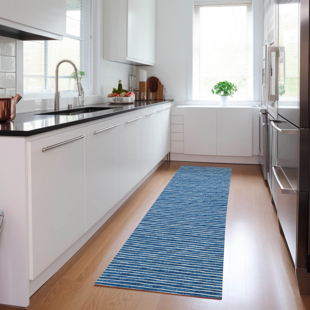 Indoor/Outdoor Laidley LA1 Navy Machine Washable 2'3" x 7'6" Rug