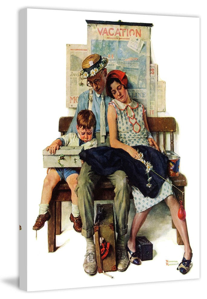 "Home from Vacation" Painting Print on Canvas by Norman Rockwell