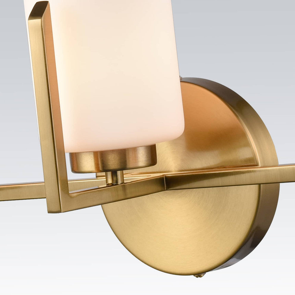 Modern Gold Bath Vanity Lights With Opal Glass,3-Light