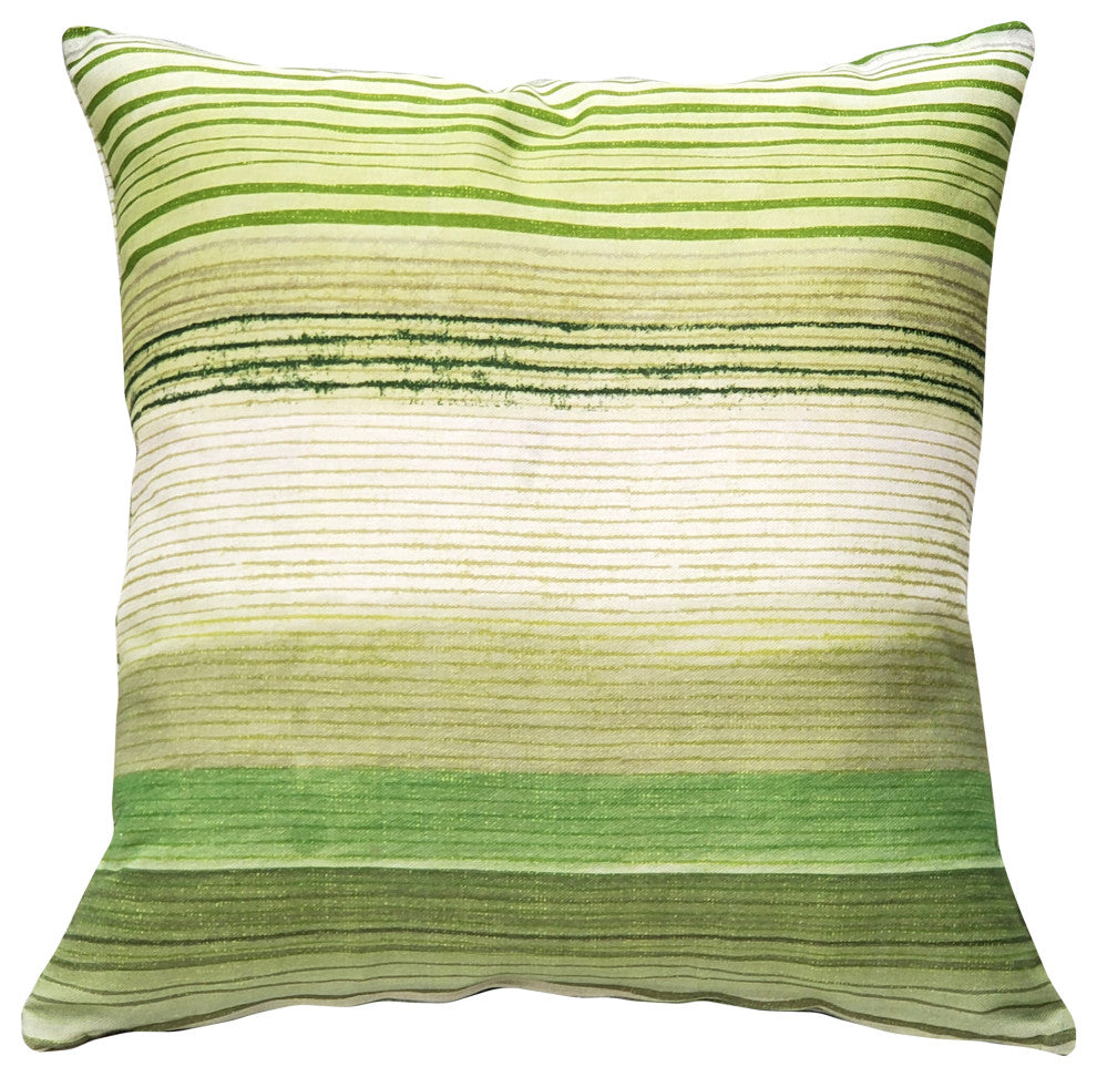 Sedona Stripes Green Throw Pillow 17x17, with Polyfill Insert