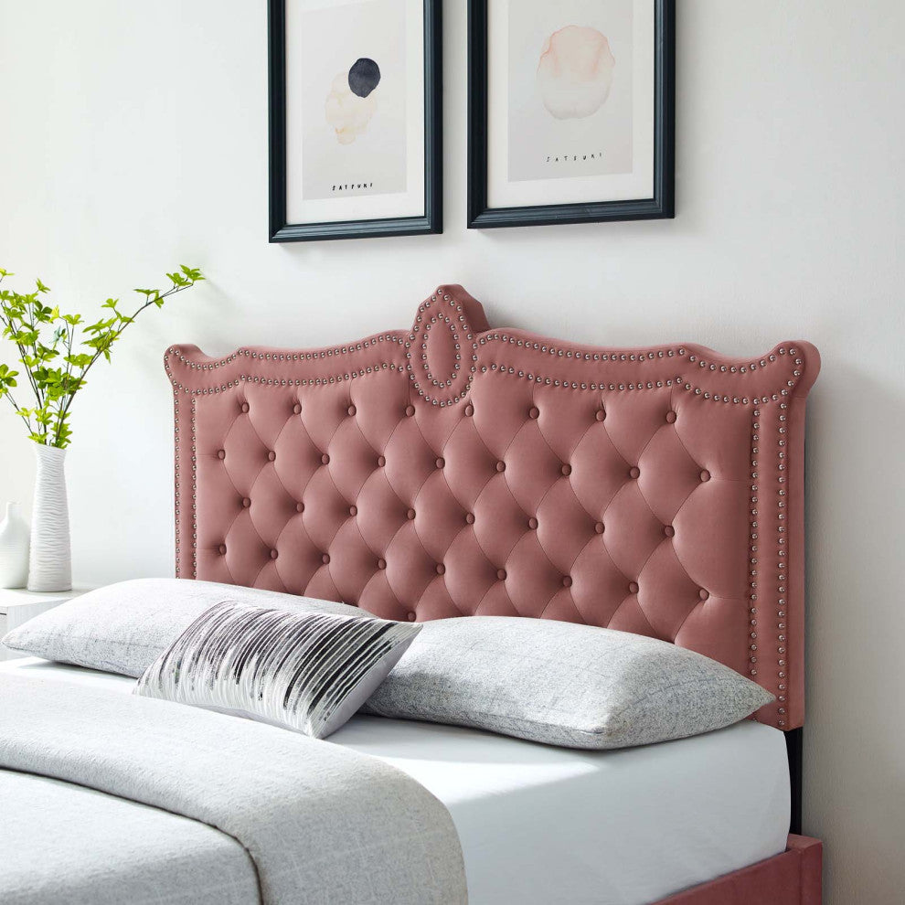 Louisa Tufted Performance Velvet King/California King Headboard, Dusty Rose