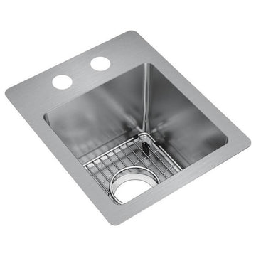Elkay 13" Bowl Dual Mount 18 Gauge Bar/Prep Kitchen Sink, ECTSR13169TBG2