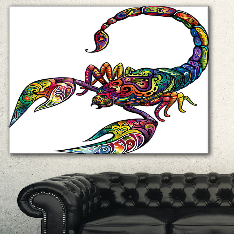 "Cheerful Scorpion" Animal Digital Canvas Print, 32"x16"