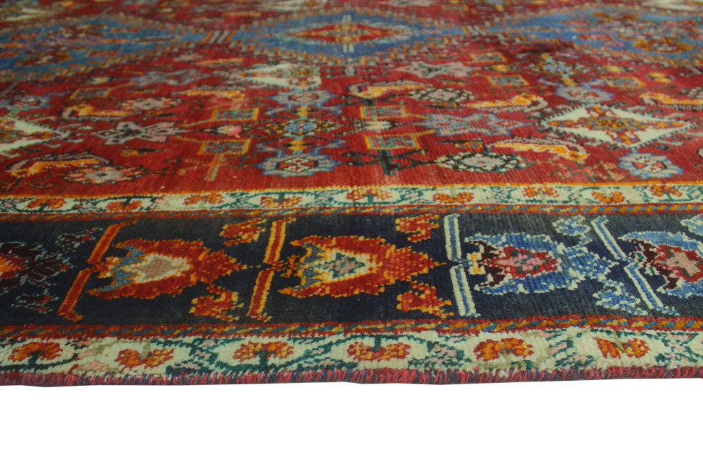 Vintage Distressed Fazal Red Rug