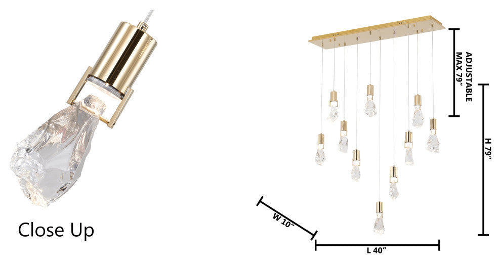 Bethel International MAT09C40G 10-Light Chandelier, Brushed Gold