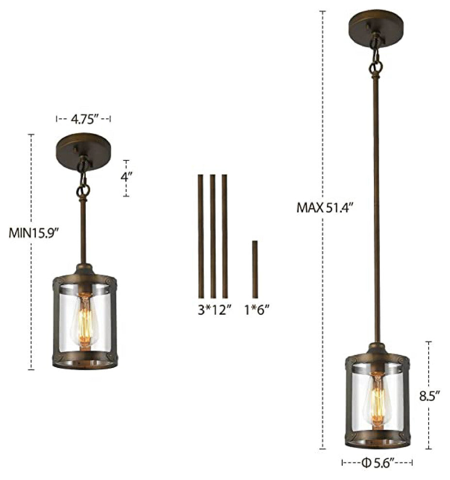 Brass farmhouse pendant Adjustable Hanging Light Modern Kitchen Island Light