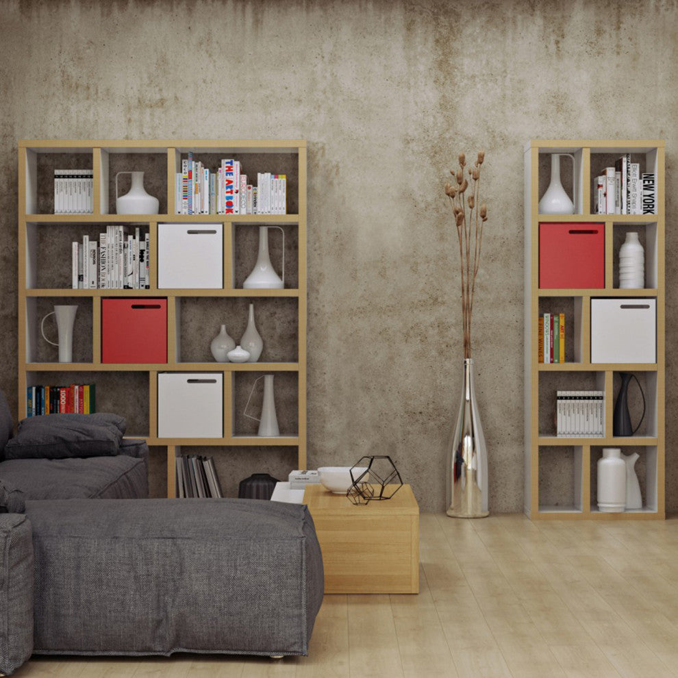 Contemporary Large Thick Wood Modular Shelves, White/Layeredge