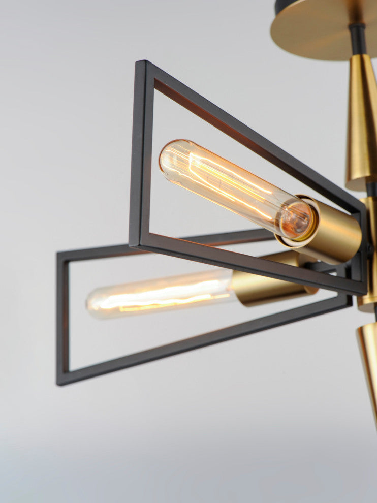 Maxim 11650 Wings 4 Light 25"W Semi-Flush Ceiling Fixture - Black / Satin Brass