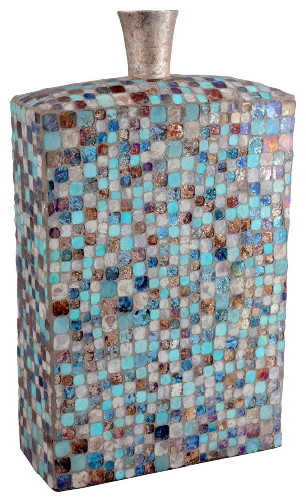 Contemporary Azul Mosaic Vase Tall - Blue