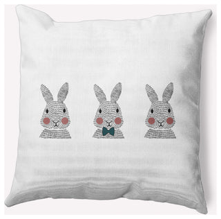 Bunny Triplets Easter Decorative Throw Pillow, Ocean Abyss Green, 26x26"
