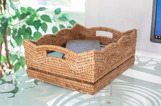 Artifacts Rattan™ Scallop Collection Shelf Basket, Honey Brown