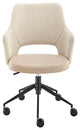 Darcie Office Chair, Ivory Leatherette and Fabric With Black Base