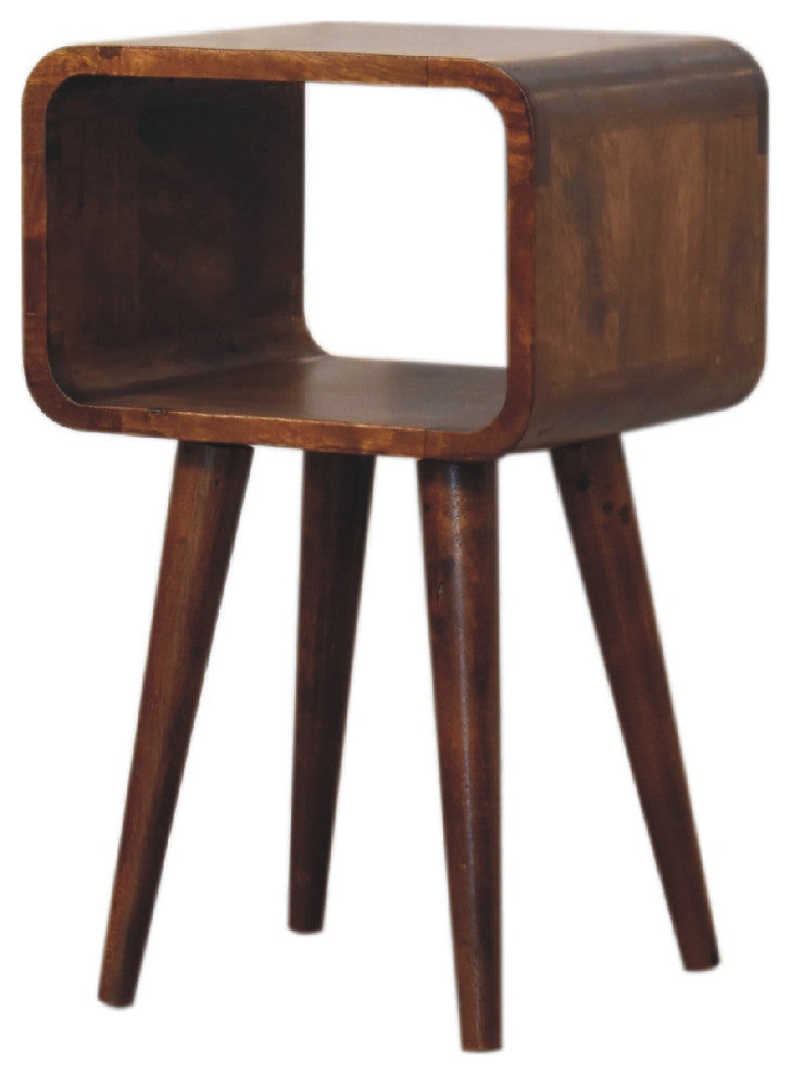 Mini Chestnut Curved Open Nightstand