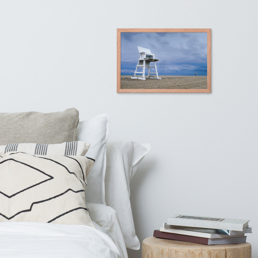 Approaching Storm Landscape Photo Paper Coastal Art Framed Wall Art Print, Red Oak, 12" X 18"