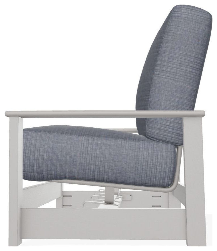 Leeward Deep Seat Outdoor Loveseat with Hidden Motion, Proven Denim/Warm Gray