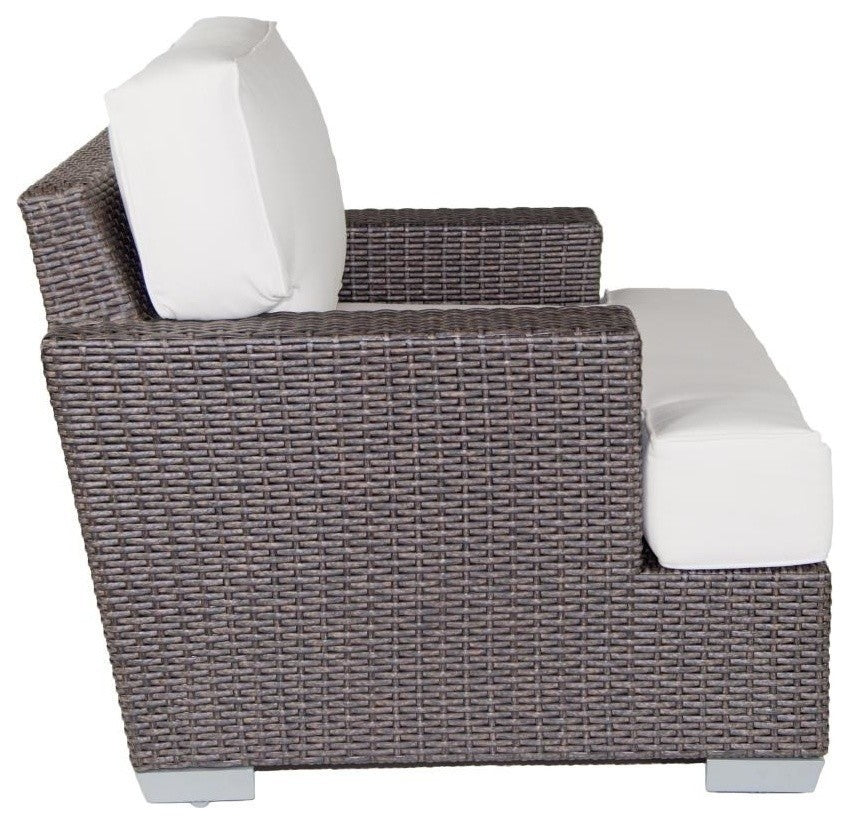Signature Outdoor Club Chair With Sunbrella Cushions, Espresso Brown, Canvas Jockey Red