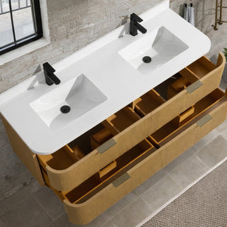Ari Kitchen and Bath Chantal 60" Floating Bathroom Vanity Oak