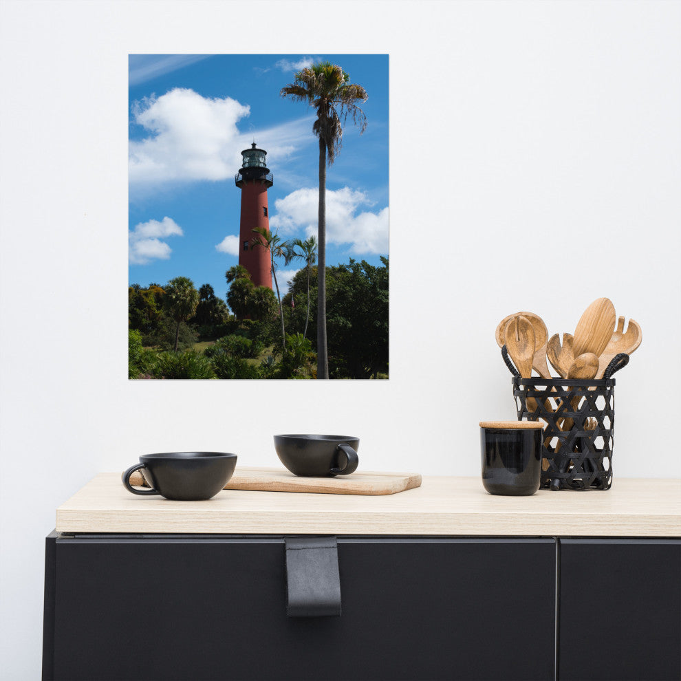 Jupiter Lighthouse Color Unframed Coastal Landscape Photo Wall Art Print, 16" X 20"