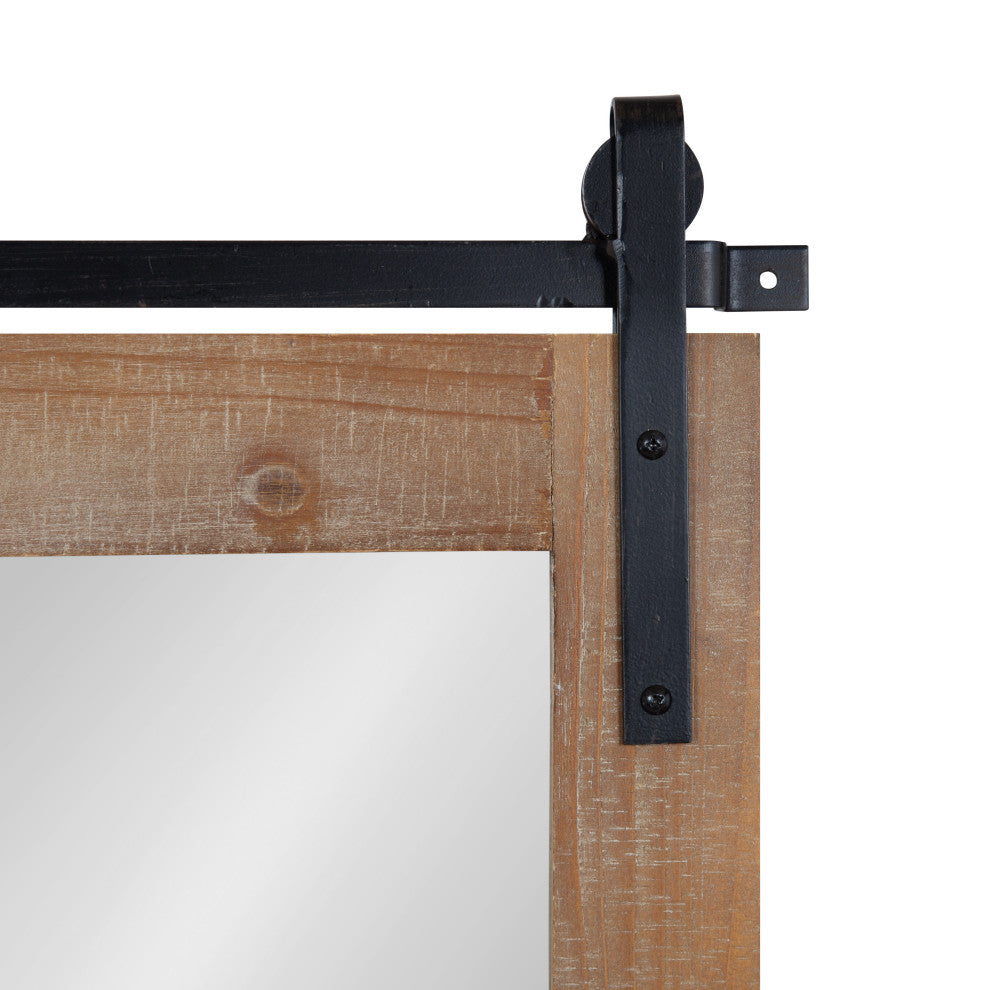 Cates Framed Wall Mirror with Shelf and Hooks, Rustic Brown 42x27