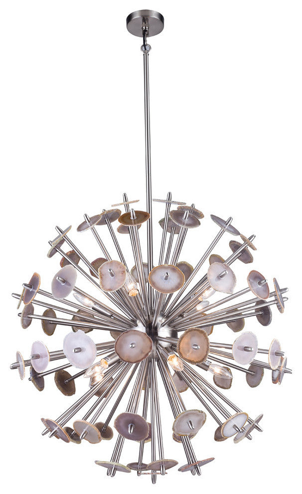 Natural Stone Spike Light Fixture, Shiny Nickel