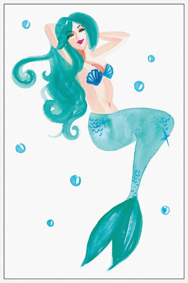 "Mermaid" Floater Framed Painting Print on Canvas, 40"x60"