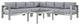 Modway Shore 6 Piece Outdoor Patio Aluminum Sectional Sofa Set, Silver Gray