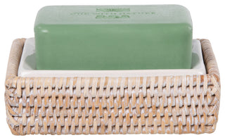 La Jolla Rattan Rectangular Soap Dish, White Wash