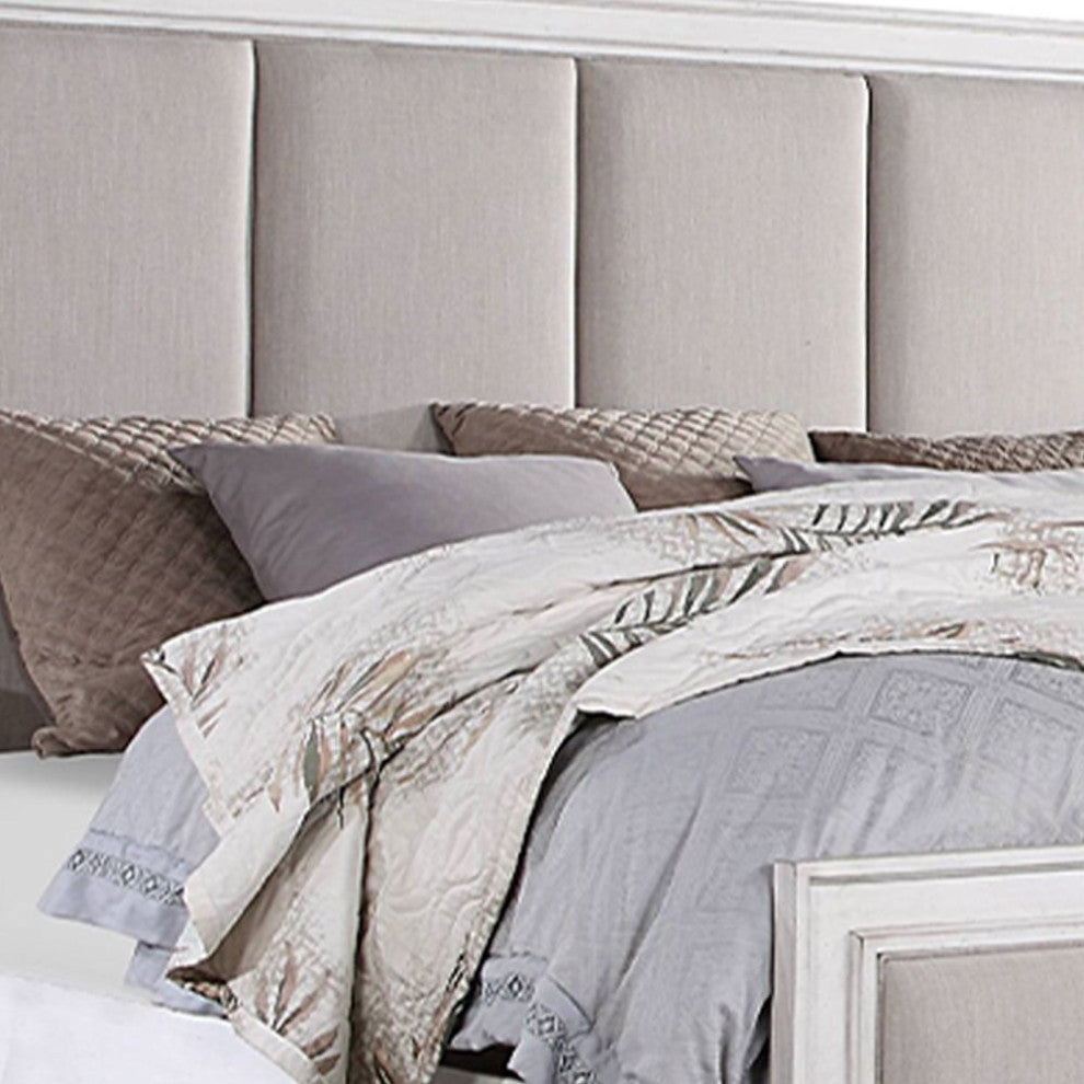 ACME Katia California King Bed, Gray Linen and White Finish