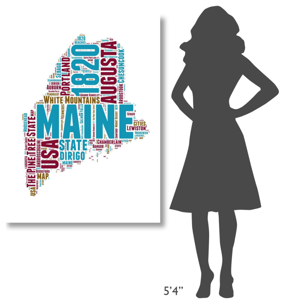 "Maine Word Cloud Map" Fine Art Print