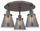 Cone-3 Light 18" Flush Mount-Oil Rubbed Bronze, Plated Smoke Glass Shade