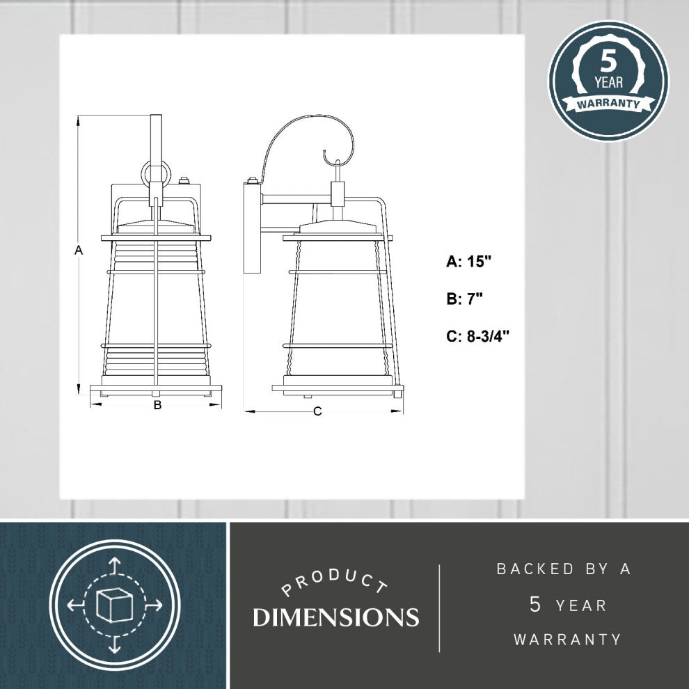 Montauk 7" Outdoor Wall Light Textured Black